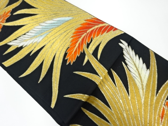 JAPANESE KIMONO / ANTIQUE FUKURO OBI / SILK / WOVEN PLANTS